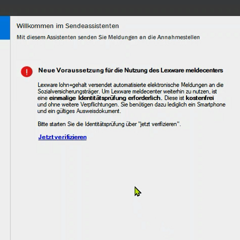 Identifizierung Lexware Meldecenter